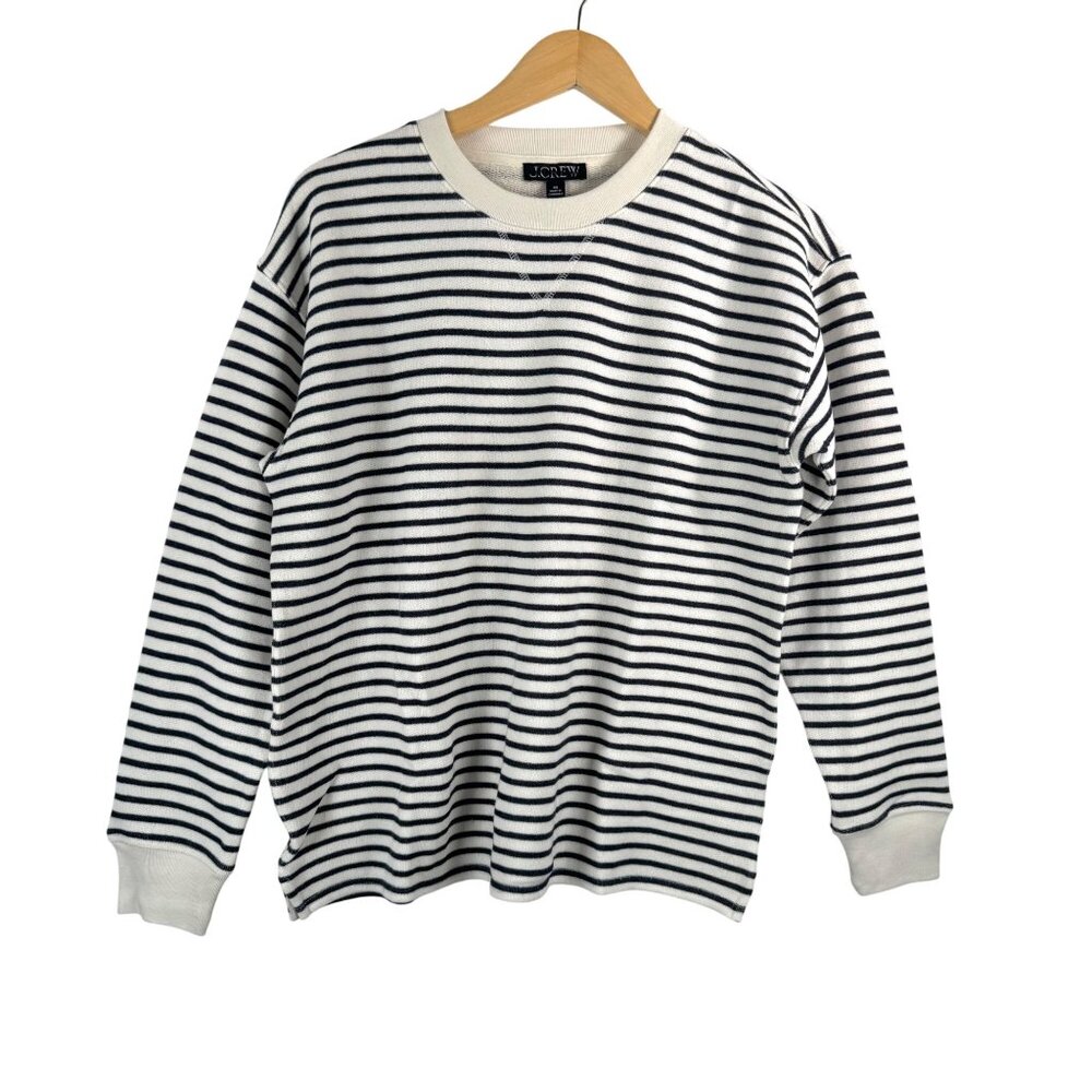 J.Crew Heritage terry relaxed crewneck sweatshirt striped preppy sz XS
